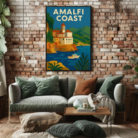 Amalfi Coast Travel Poster for Coastal Decor Wall Art