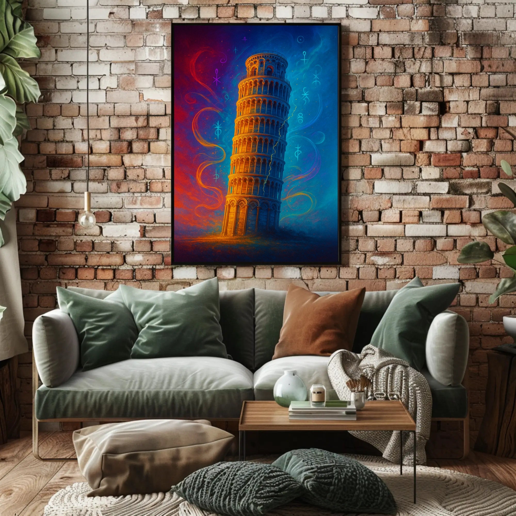 Enchanted Leaning Tower Poster Vintage Travel Wall Art