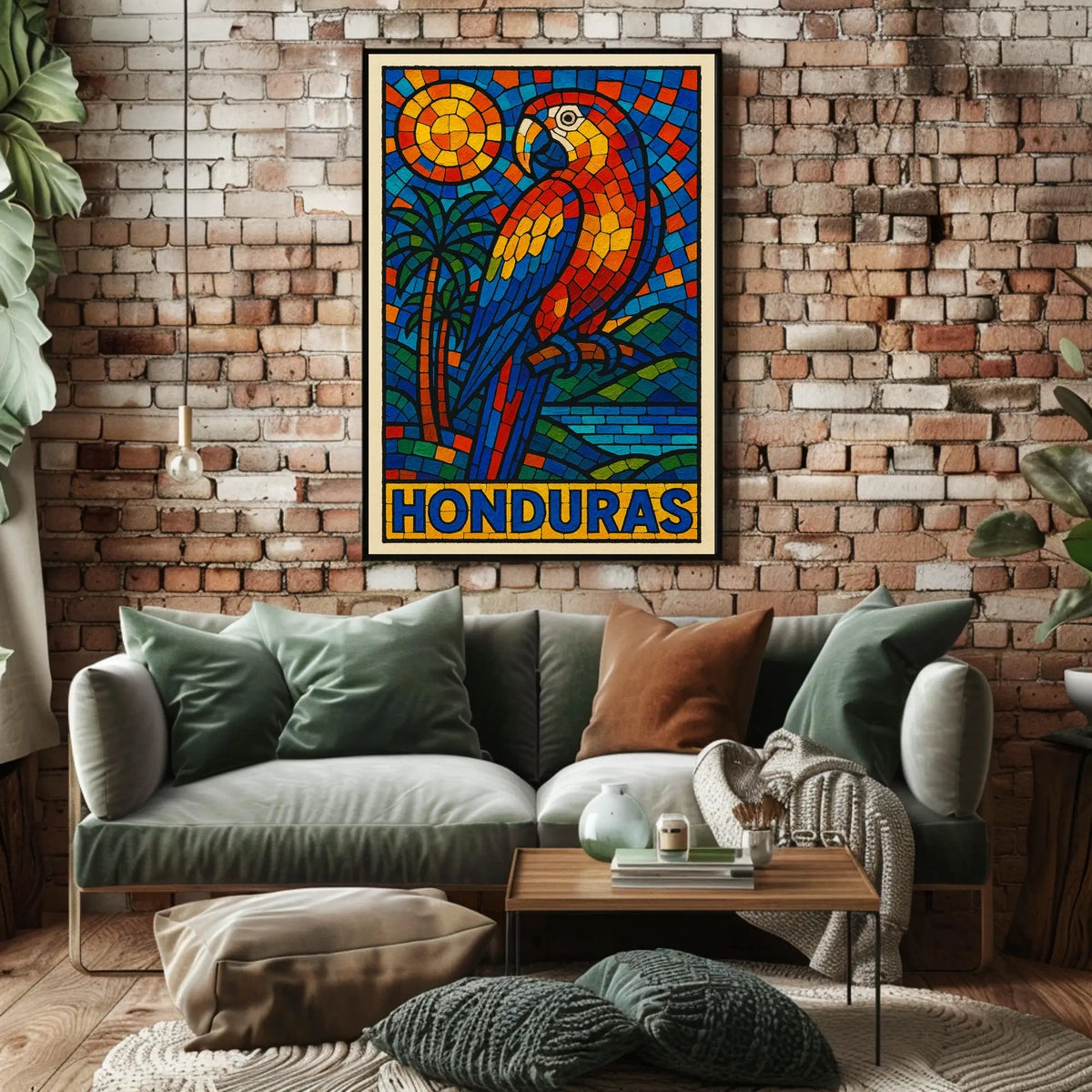 Honduras Vibrant Parrot Mosaic Poster