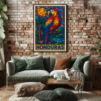 Honduras Vibrant Parrot Mosaic Poster
