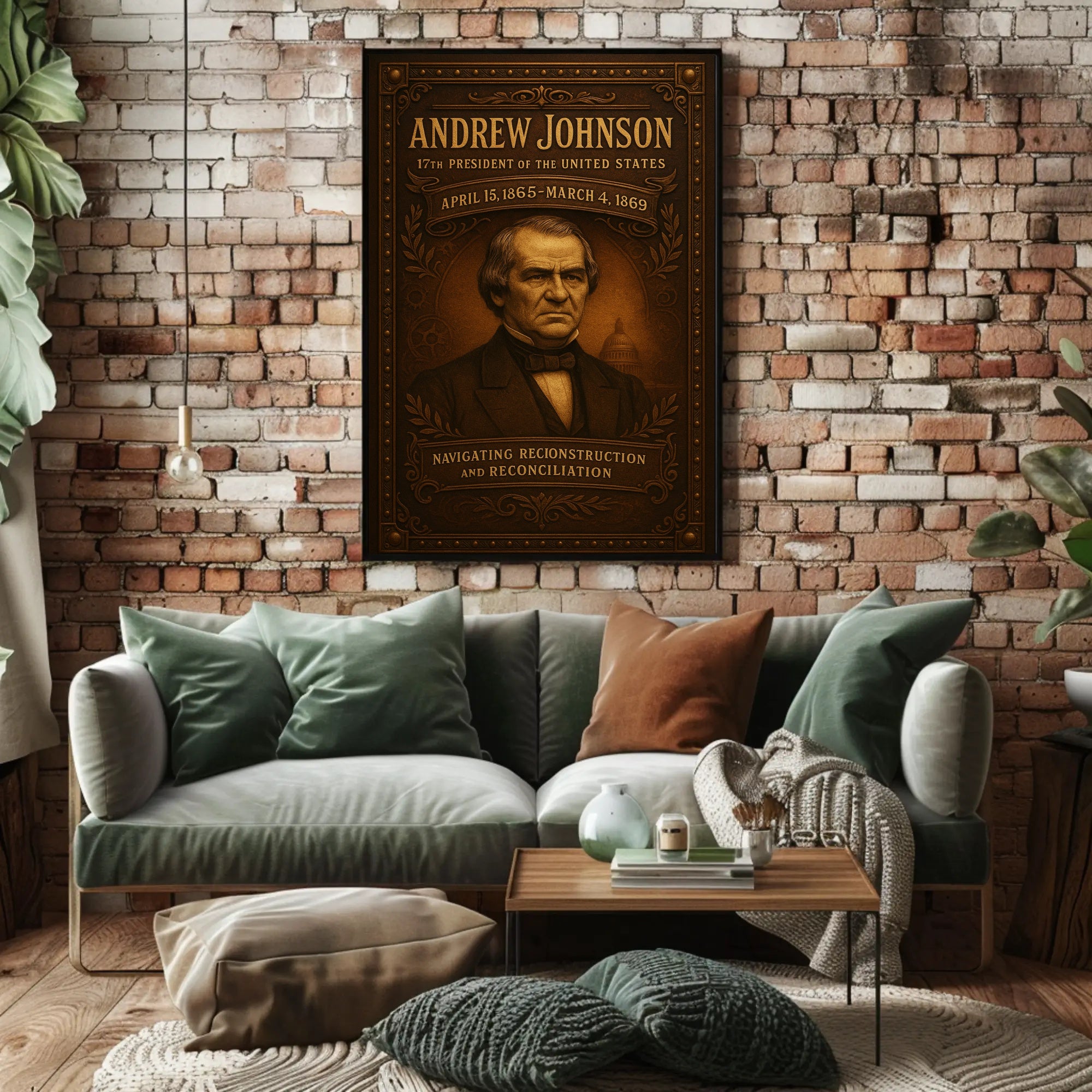Andrew Johnson Historical Portrait Vintage Poster