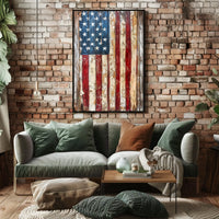Faded American Flag Geometric Abstract Art Wall Poster