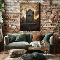 Spooky Graveyard Halloween Tombstone Eerie Poster