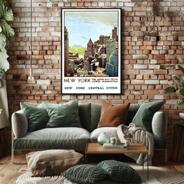 New York City Skyline Travel Poster Vintage Wall Art