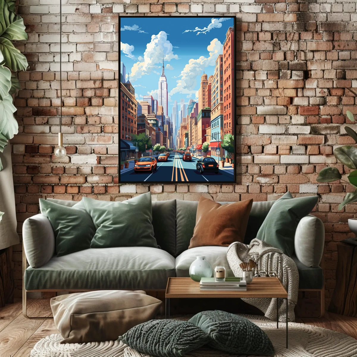 Stylized Urban Streetscape Art Print of New York - Travel Poster