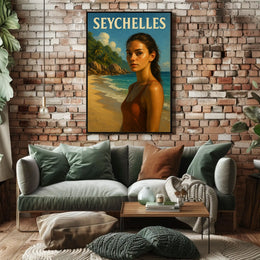 Seychelles Beach Scene Poster
