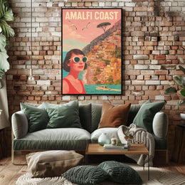 Amalfi Coast Vintage Travel Poster Wall Art Decor Print