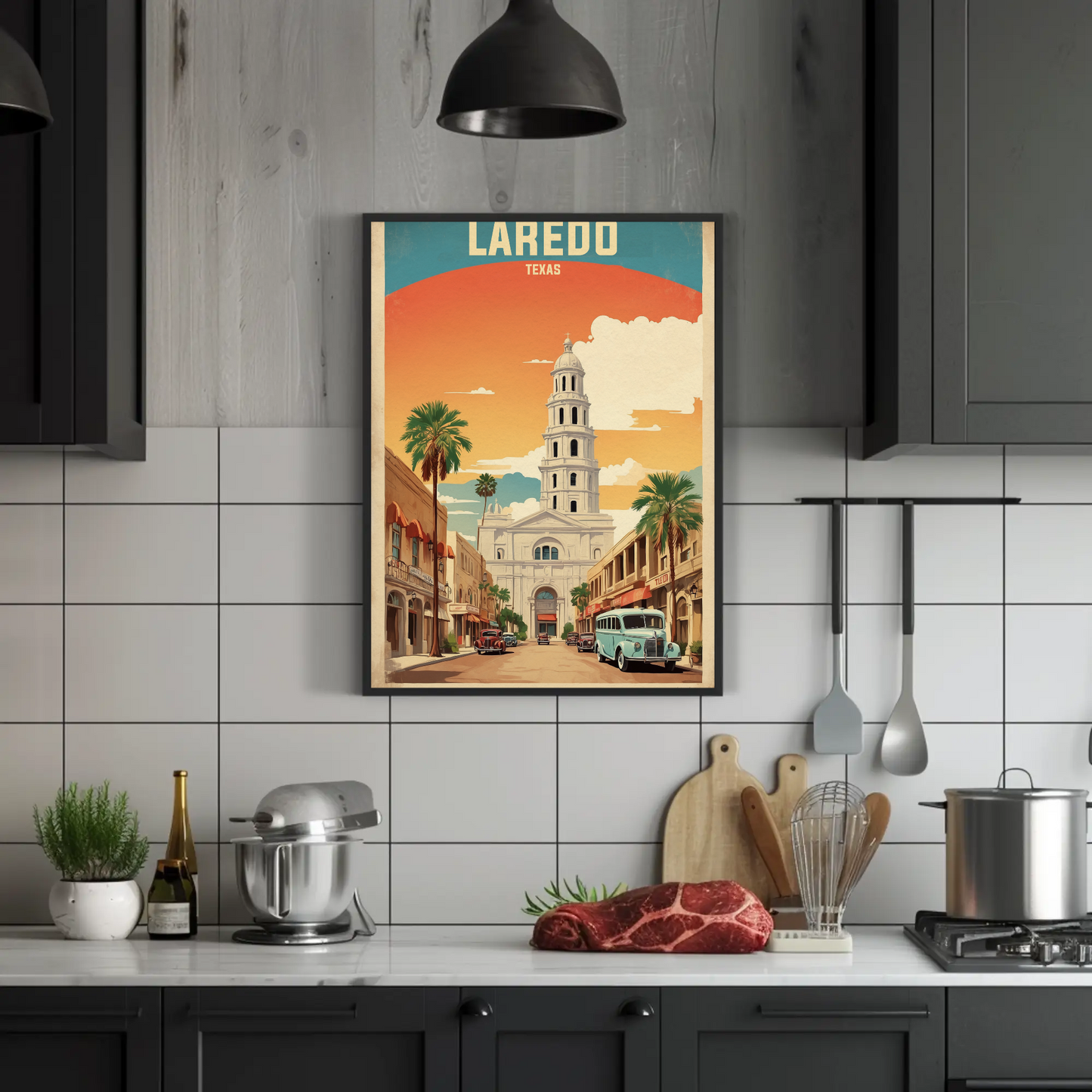 Laredo Texas Historic Tower Vintage Travel Poster