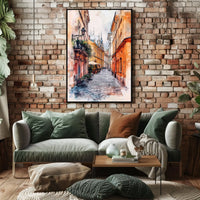 Vivid City Scene Lviv Old Town Street View Ukraine Poster