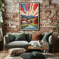 Vibrant Vermont Landscape: Vintage Travel Poster