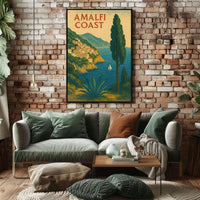 Amalfi Coast Poster Wall Art 18x24 Coastal Seascape Decor