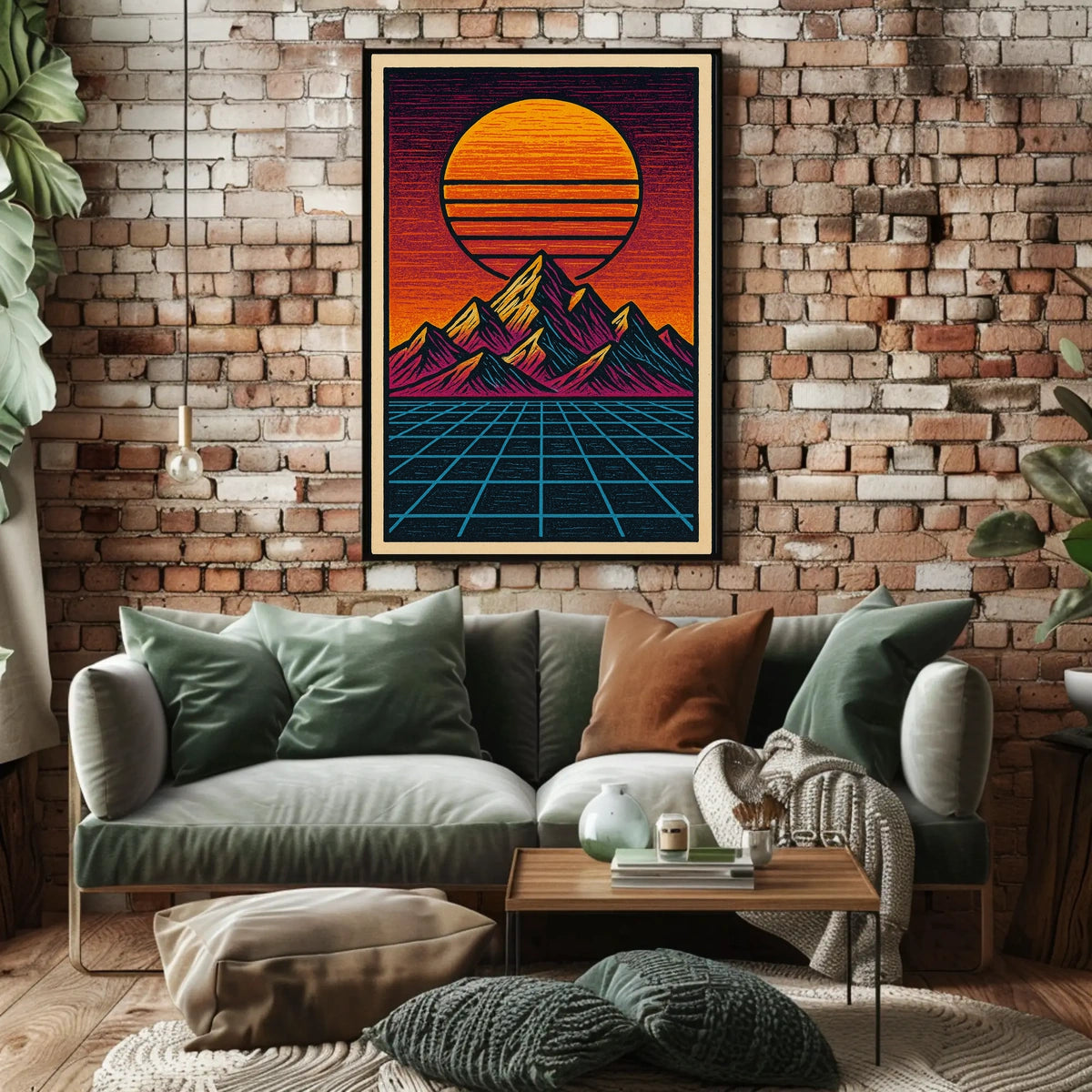 Retro-Futuristic Synthwave Landscape Futuristic Sci-Fi Poster