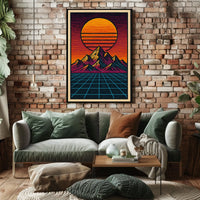 Retro-Futuristic Synthwave Landscape Futuristic Sci-Fi Poster