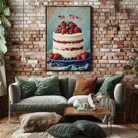 patriotic cake with white icing Poster