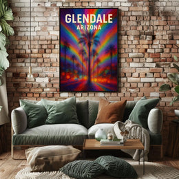 Glendale Arizona Palm Vibrant Digital Painting Poster