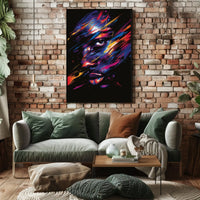 Vibrant Abstract Neon Face Art Poster Print