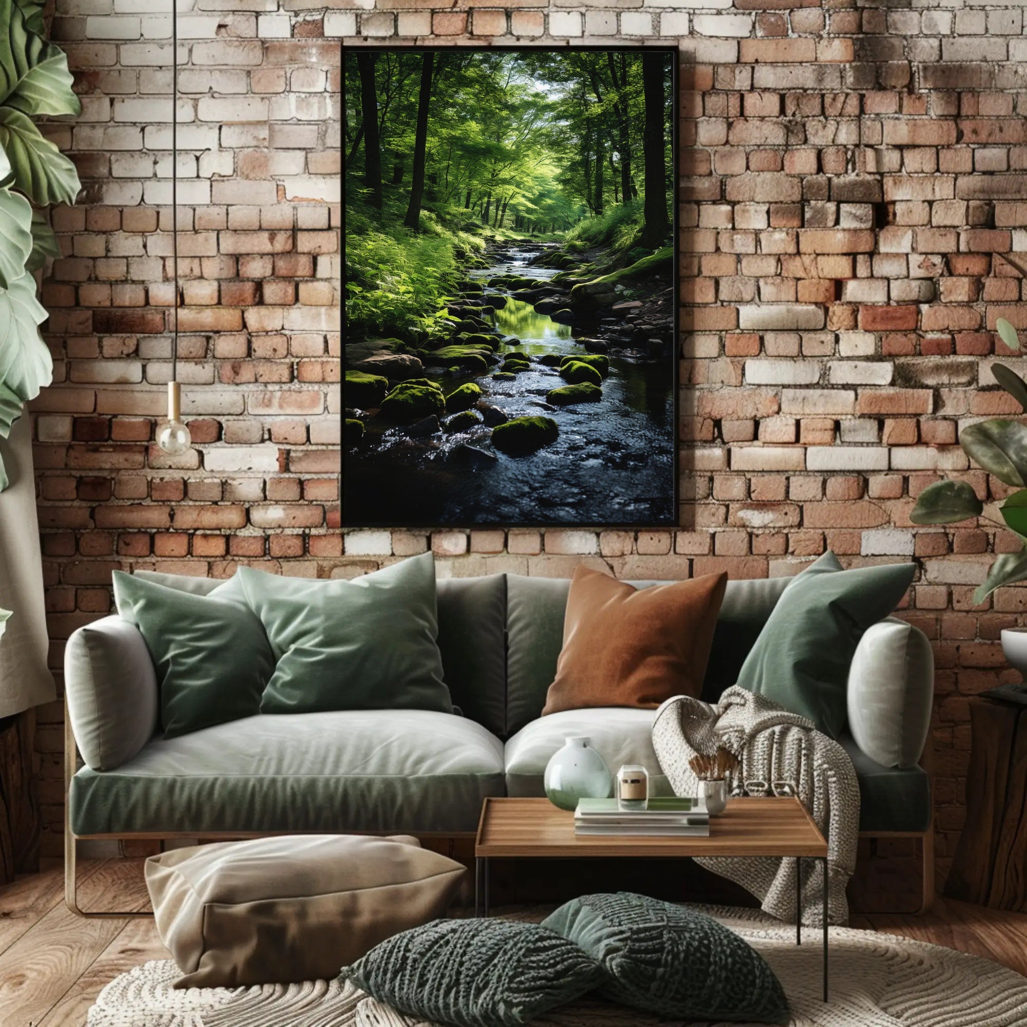 Tranquil Forest Stream Artistic Nature Poster