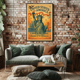 United States of America Land of the Free Poster PosterGoat