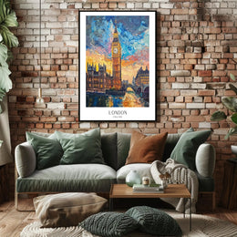 London Sunset Cityscape with Big Ben Urban or Cityscape Poster PosterGoat