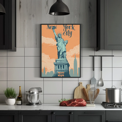 New York City Statue of Liberty Vintage Poster