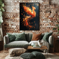 Phoenix Rebirth Modern Art Poster: Vibrant Fantasy Decor