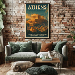 Athens Parthenon Vintage Travel Poster Art Print