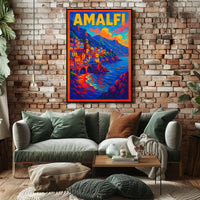 Vibrant Amalfi Poster For Coastal Home Decor Archival Print
