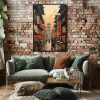 Vibrant Historical Asian Street Scene Cultural Heritage Poster