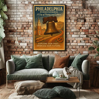 Philadelphia Vintage Travel Poster: Liberty Bell & Cuisine