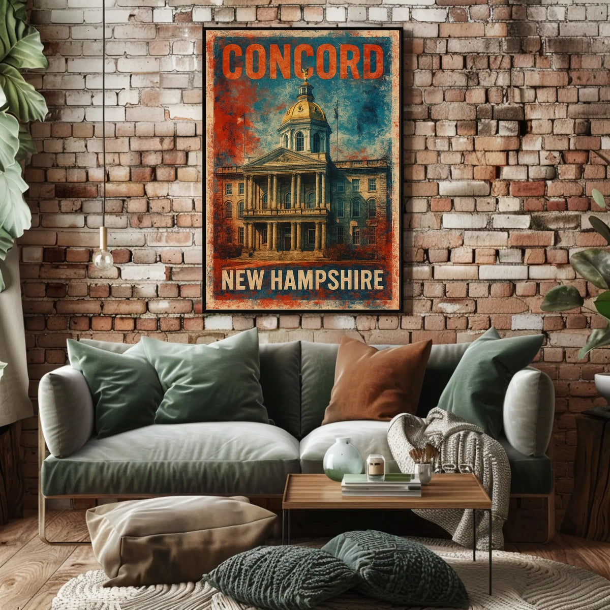 Concord New Hampshire Scenic Vintage Travel Decor Poster