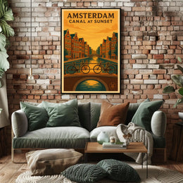 Amsterdam Canal at Sunset Poster