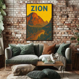 Zion National Park Vintage Travel Poster Print