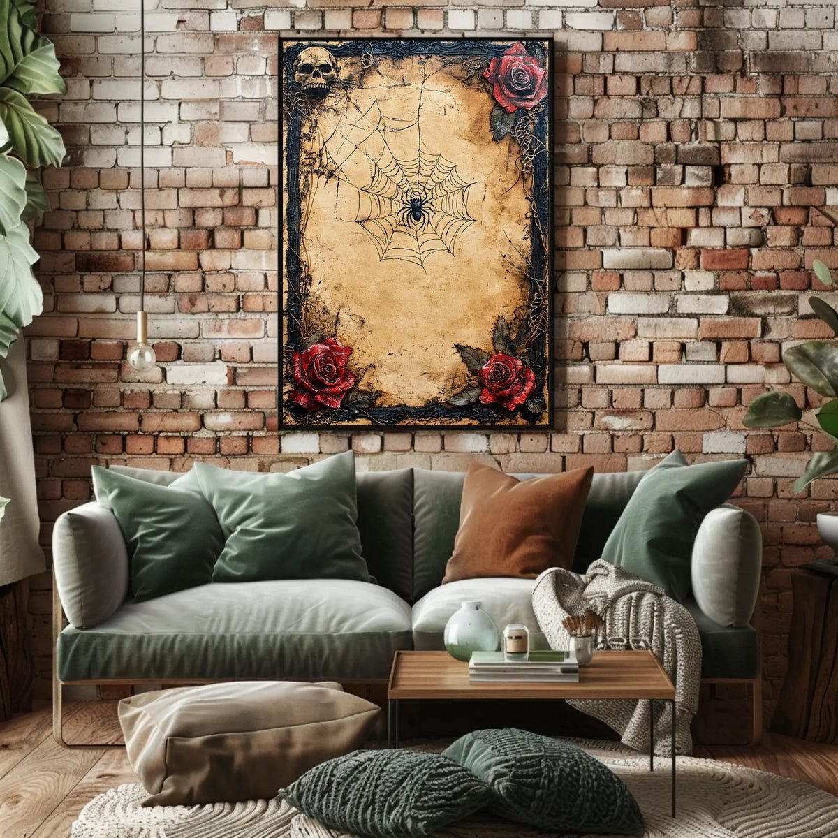 Vintage Gothic Skull with Roses Artistic Pop Culture Poster