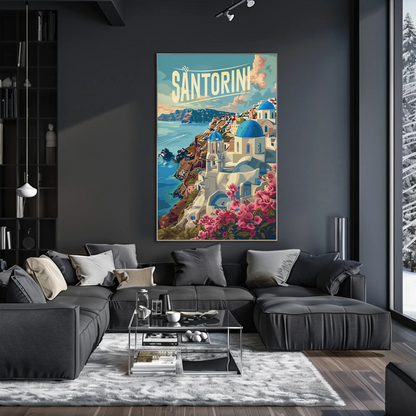 Santorini Greece Clifftop Village Travel Poster