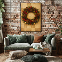 Festive Holiday Wreath Poster