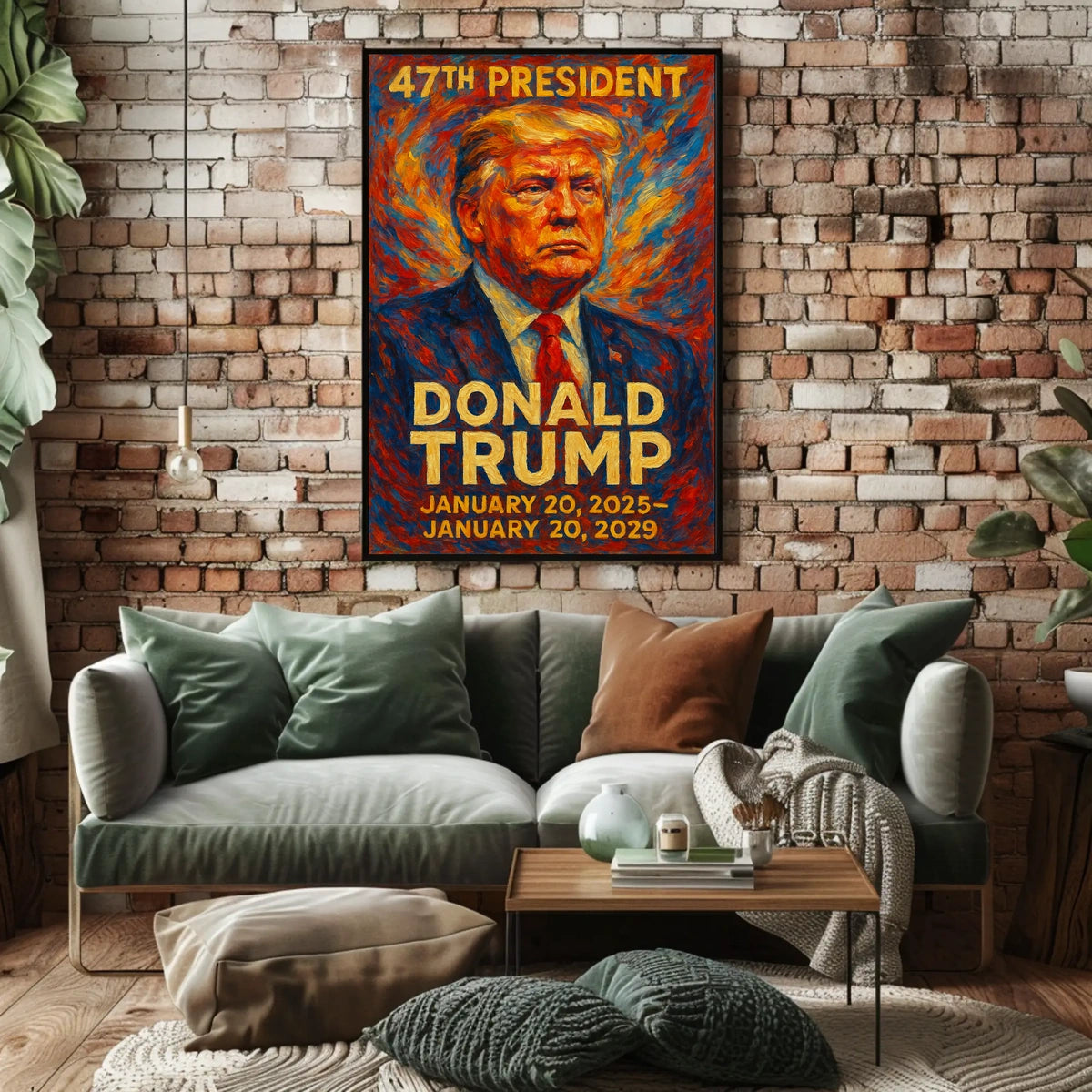 Donald Trump Fiery Leadership Resilience Impressionism Patriotic Motivational Poster
