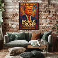 Donald Trump Fiery Leadership Resilience Impressionism Patriotic Motivational Poster