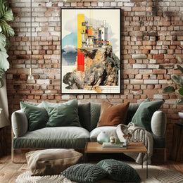 Modern Architecture on Cliff Artistic Abstract Poster