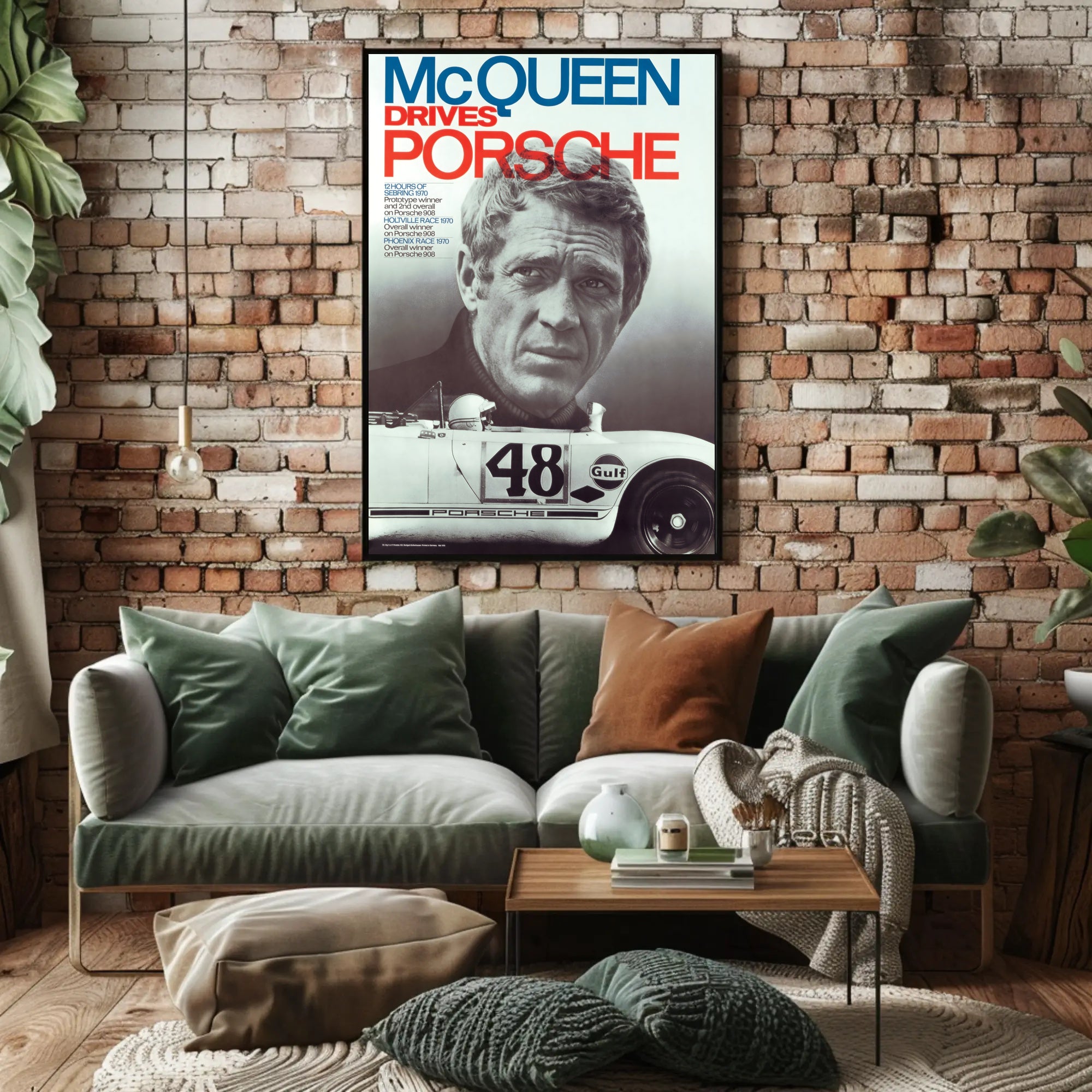 McQueen Drives Porsche Poster
