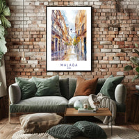 Malaga Street Scene Poster PosterGoat