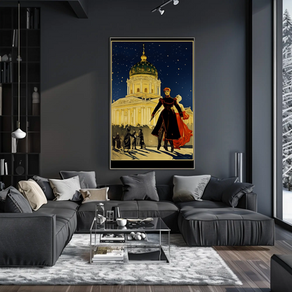 Cathedral Square Berlin Winter Night Scene Travel Poster