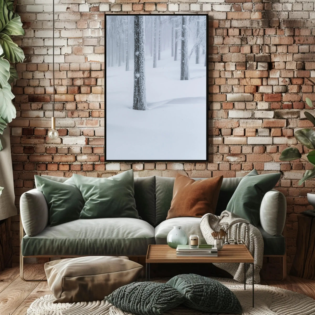 Winter Serenity: Minimalist Snow Forest National Park Poster