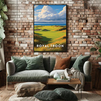 Scottish Coastal Golf Course Scene Sports Poster