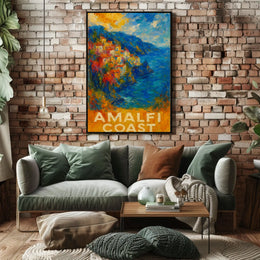Amalfi Coast Poster Wall Art Coastal Decor Gift Idea