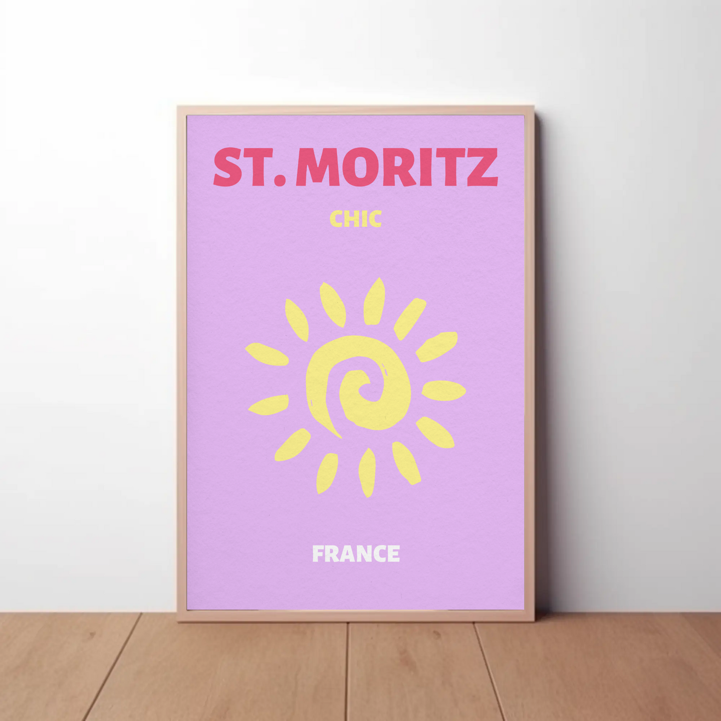 St Moritz Chic Sun Graphic Retro Travel Poster