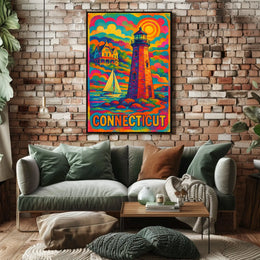 Vibrant Connecticut Lighthouse Poster