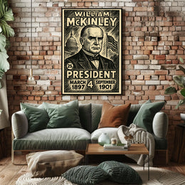 William McKinley 25th President of the United States B & W Comic Sketch Poster