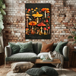 Mushroom Species Chart: Vibrant Fungi Educational or Infographic Poster