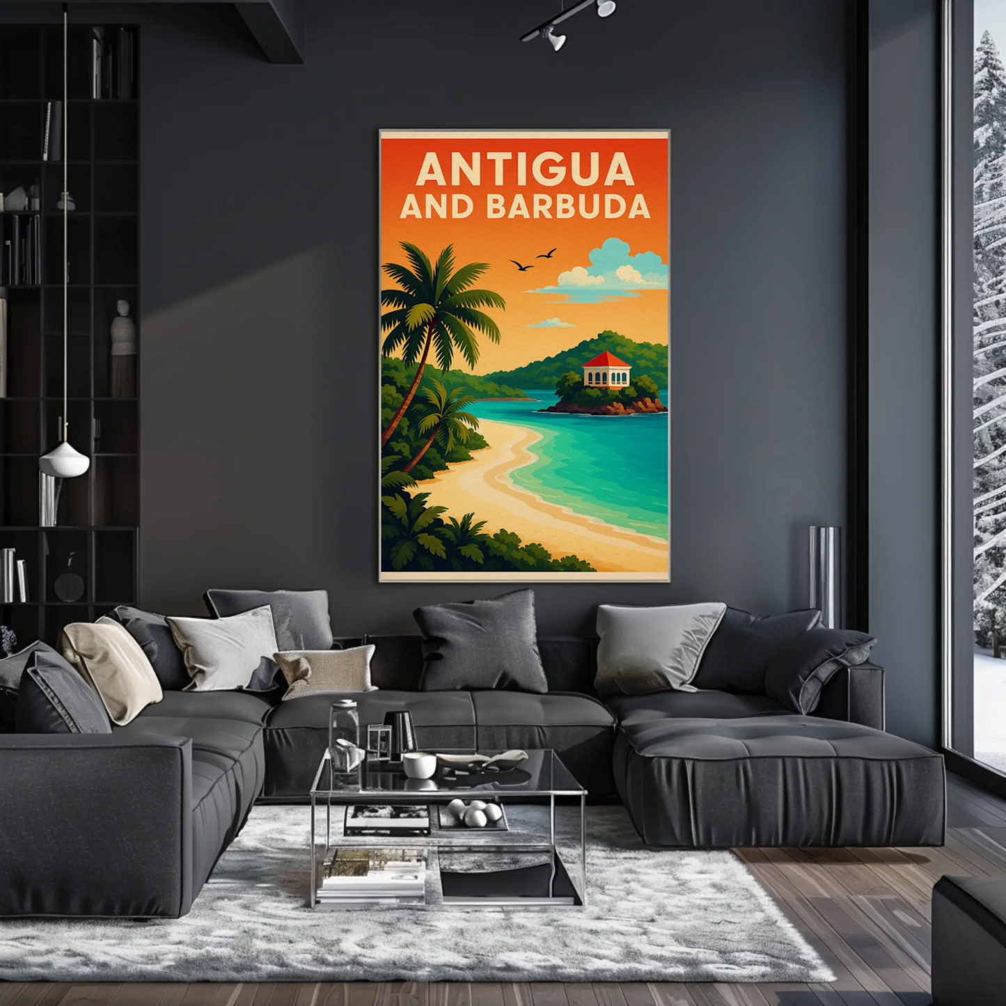 Antigua And Barbuda Caribbean Beach Sunset Travel Poster