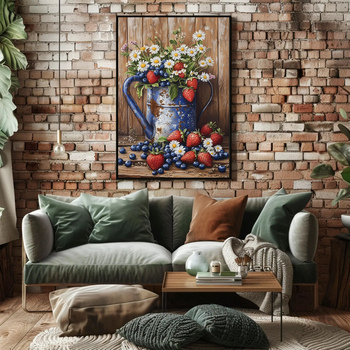 Floral Still Life In Weathered Metal Watering Can Poster